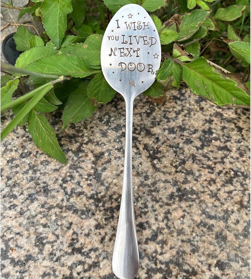 PLWalker Garden Friendship Gift for Women Gardeners, Plant Marker Stake Label Sign Tag, Gardening Gifts for Woman Lovers, Metal Garden Decoration (Live Next Door) - Image 3